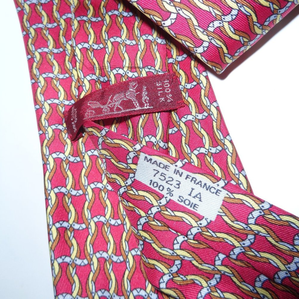 Hermes 7523 Ia Abstract Pattern Ropes Silk Necktie - image 3